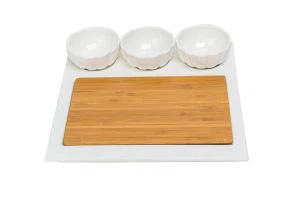 Bambú & ceirmeacha Dish Torthaí Socraigh Snack Pláta