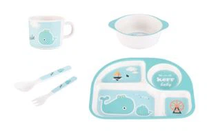 Socraigh Bundú Bambú Kids Dinnerware Socraigh Baby Utensils Socraigh Bia Leanaí