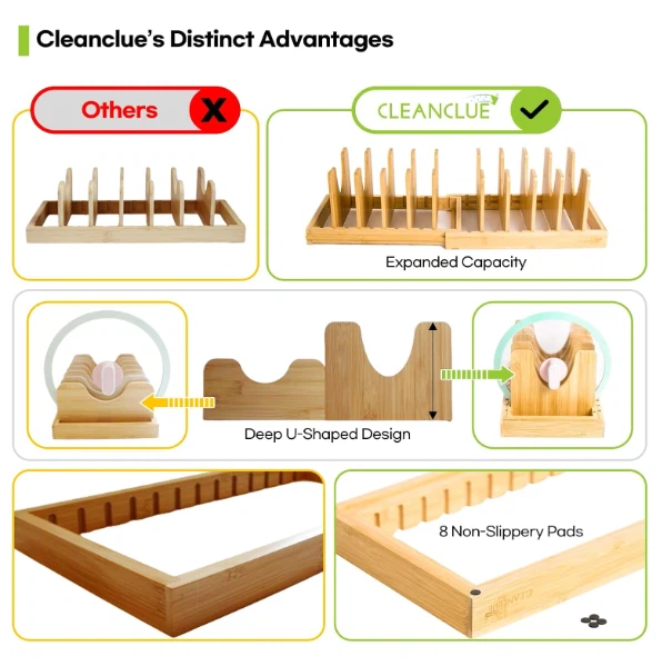 Bamboo Expandable Bakeware Pots Pans Organizer