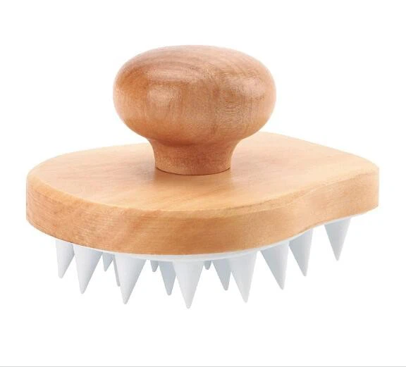 Wood Scalp Massager Scrubber Exfoliator Hair Brush